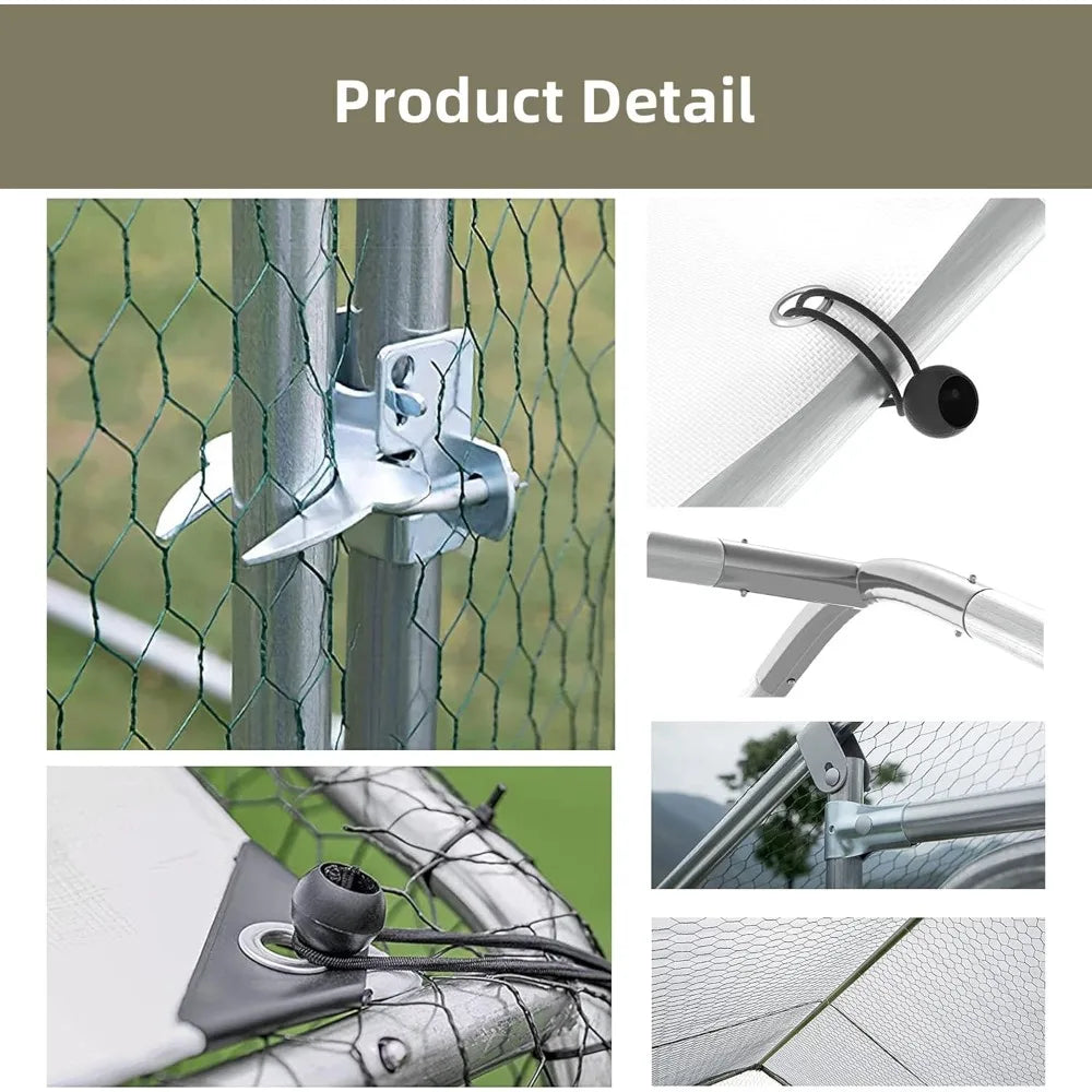 Spire Shaped Metal Chicken Run Outdoor Walk In Coop