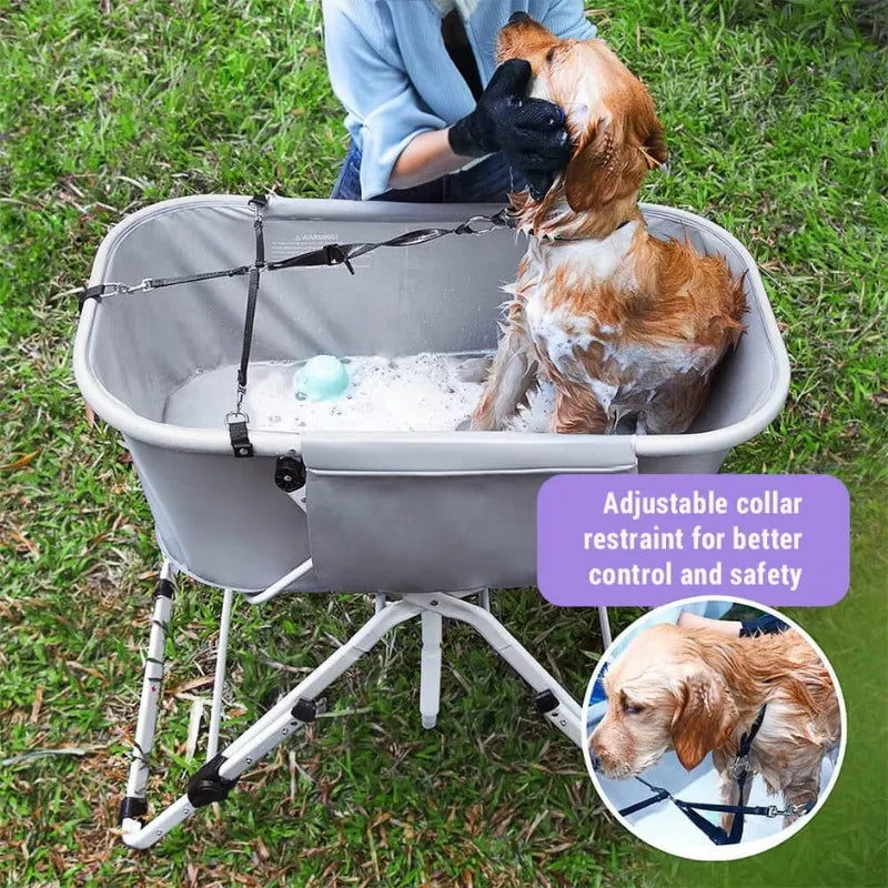 Elevated Dog Bath Tubs Foldable Pet Bathing Station Adjustable Ideal for Medium to Large Pets