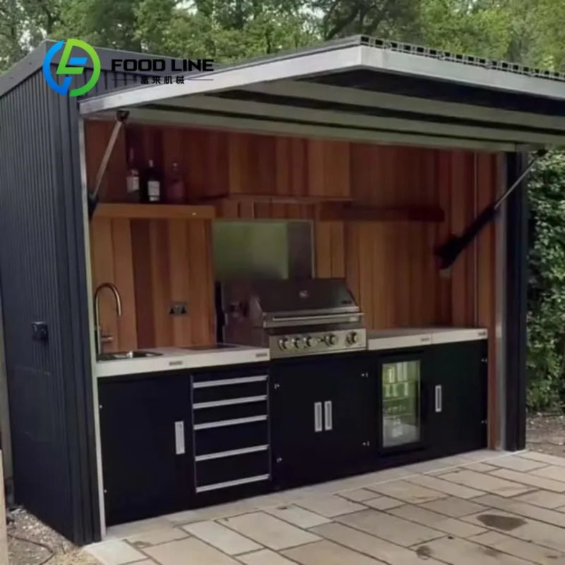 FOODLINE Custom Outdoor Kitchen Island With Stainless Grill And Sink
