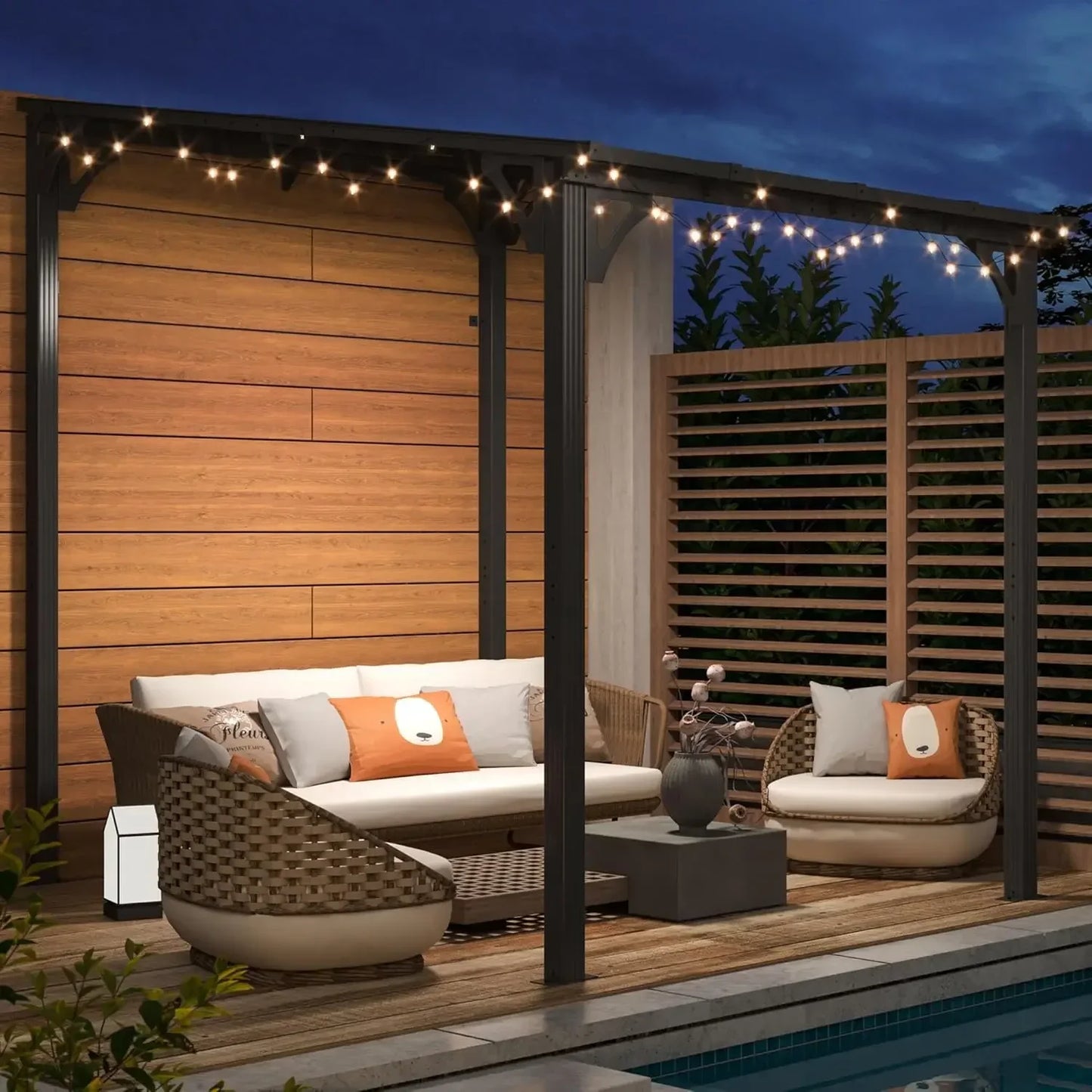 Gazebo Pergola With Hardtop Awnings For Patio Shade And Rain