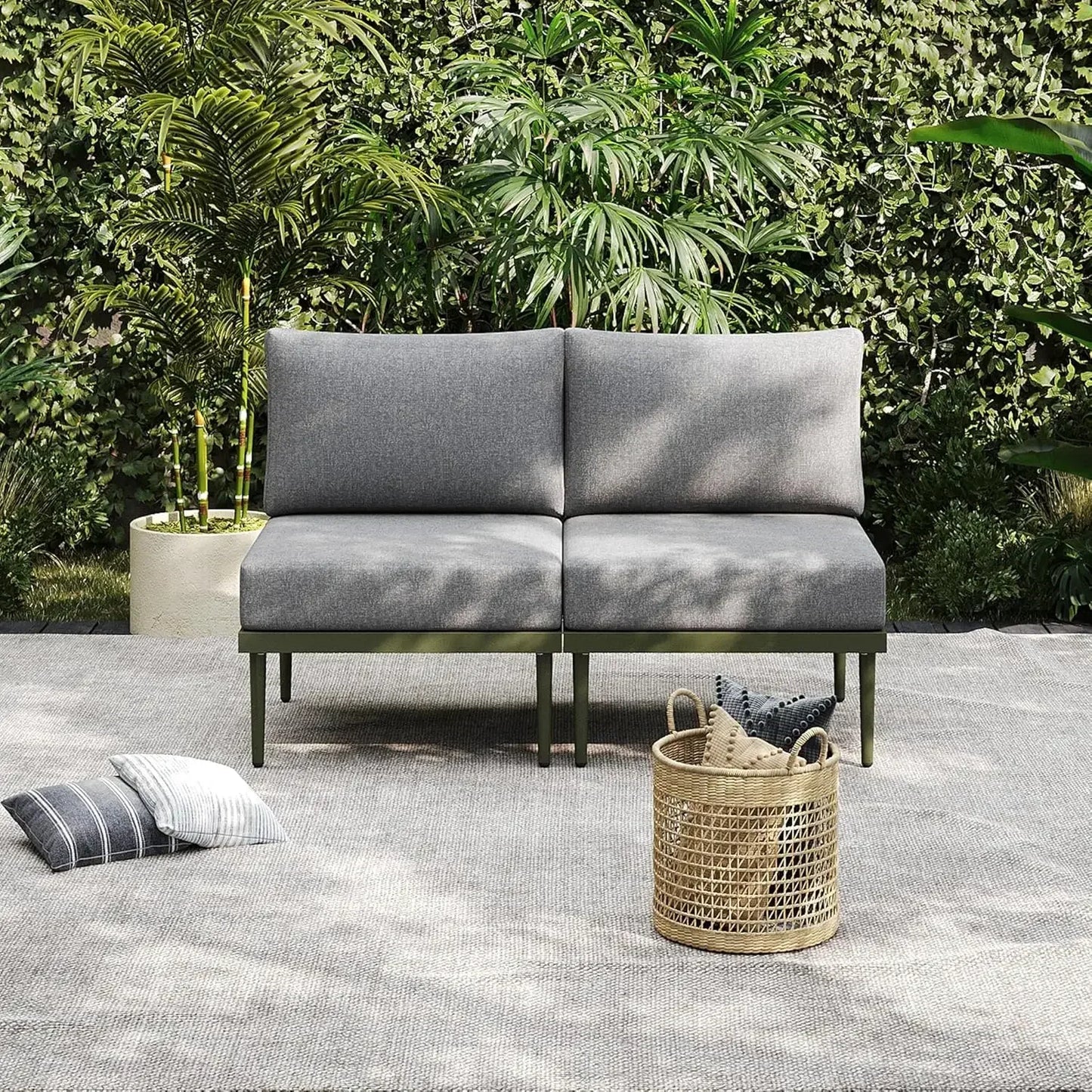 7 Pieces Outdoor Sectional Sofa Set with Olefin Cushions