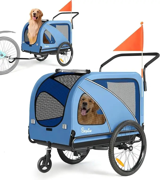 Dog Bike Trailer Two In One Stroller Carrier Up To 88 Lbs