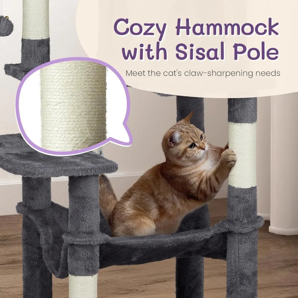 Outvita 57 Inch Plush Cat Tree With Sisal Scratching Post