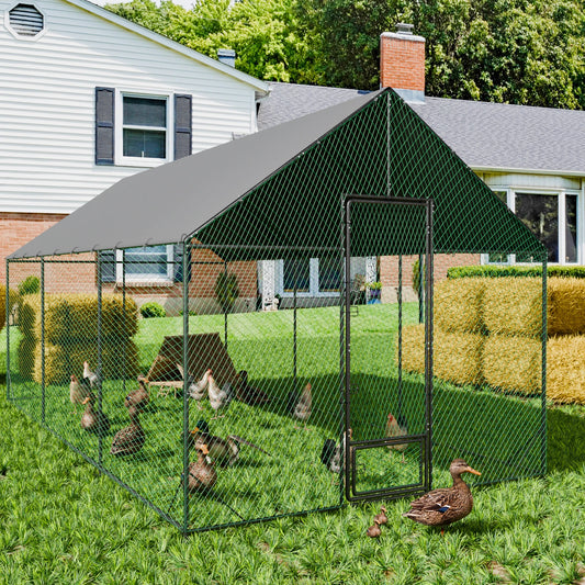 Upgraded Heavy Duty Metal Chicken Coop With Nylon Netting