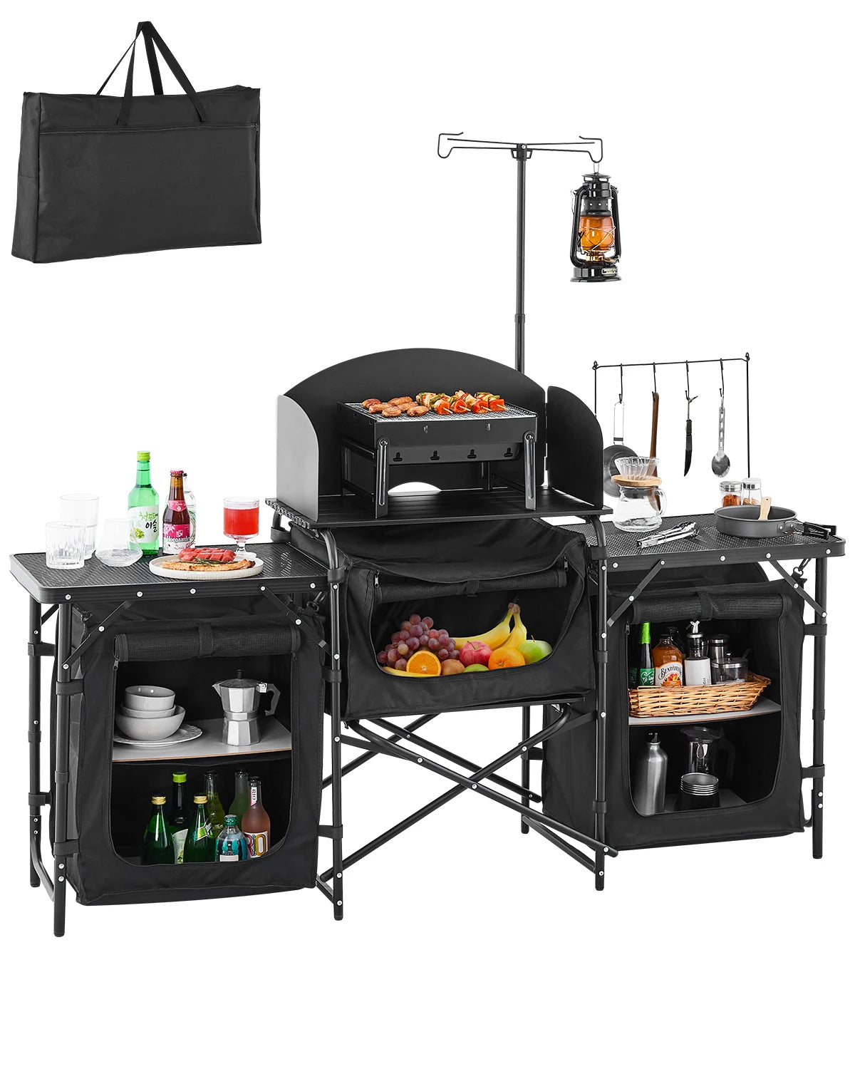 SucceBuy Aluminum Camping Kitchen Table Portable Cook Station Carrying Bag