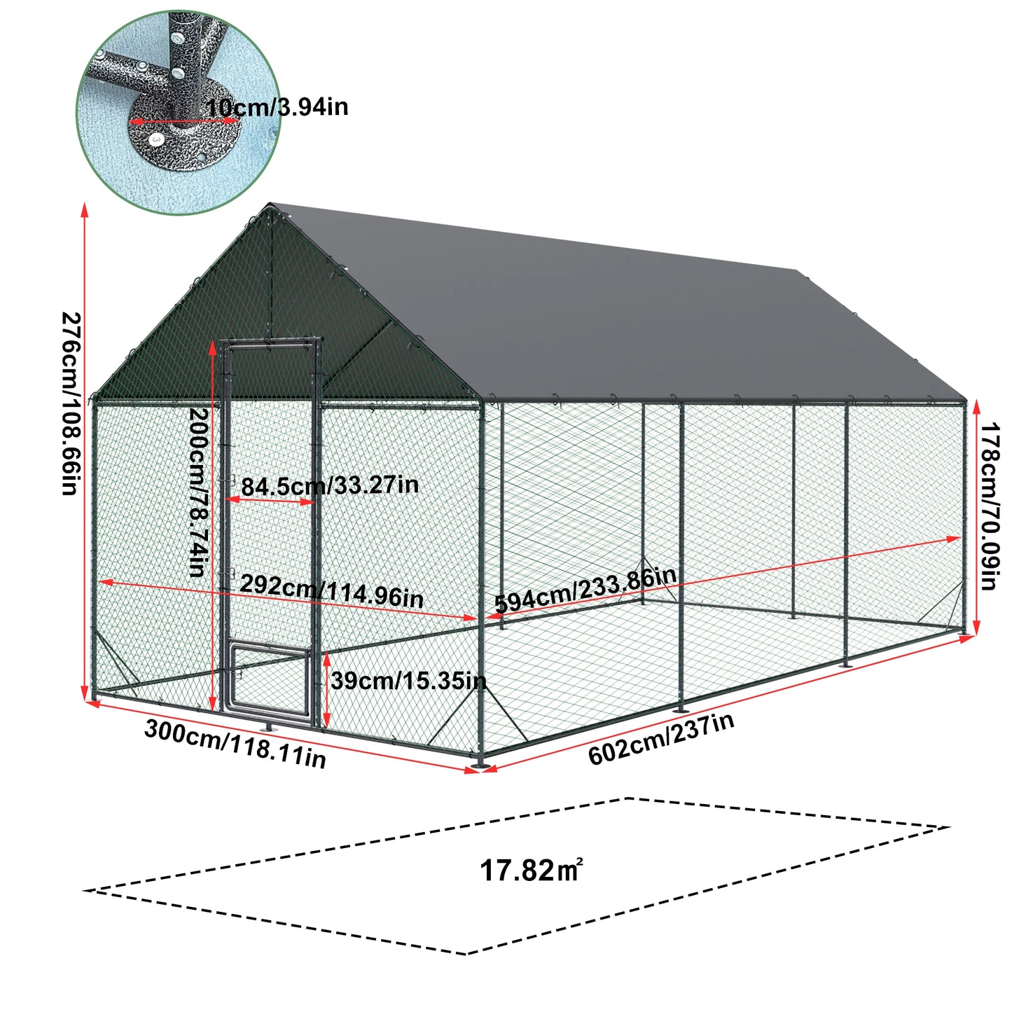 Upgraded Heavy Duty Metal Chicken Coop With Nylon Netting