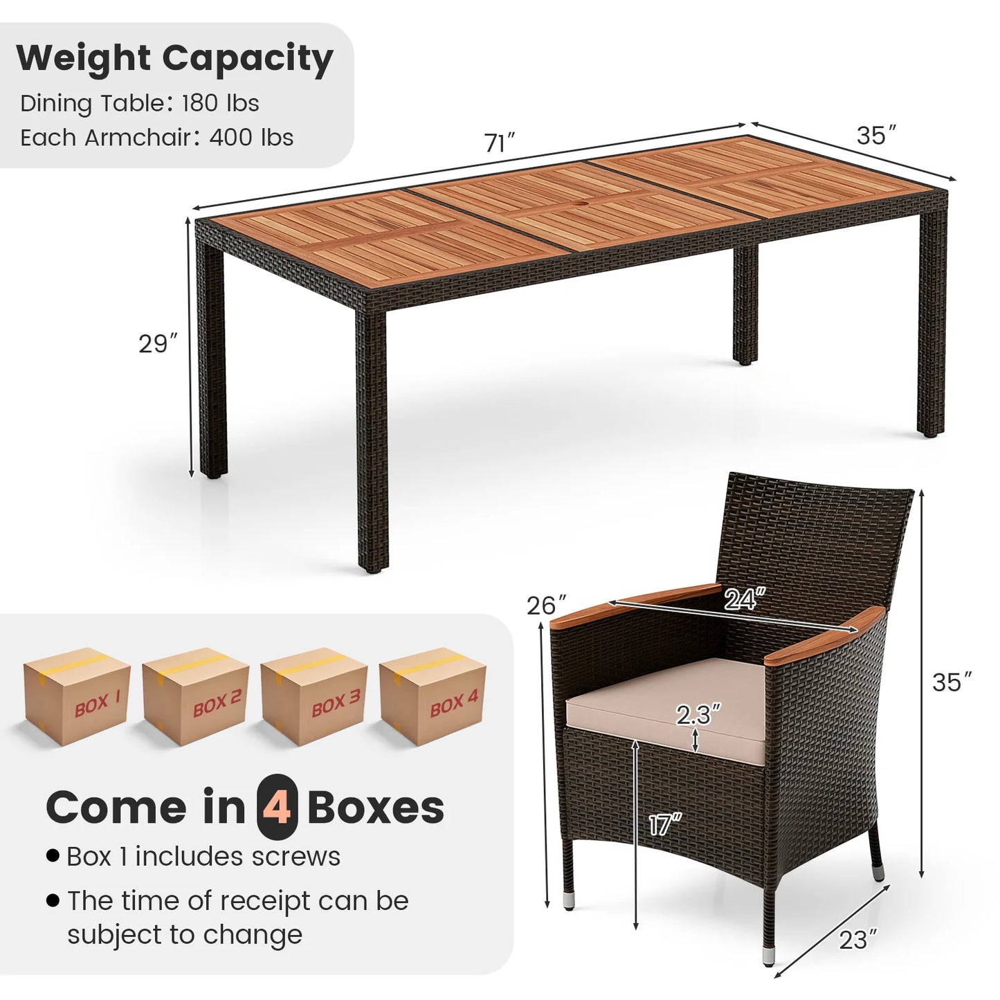HOMASIS Patio Wicker Dining Set With Umbrella Hole