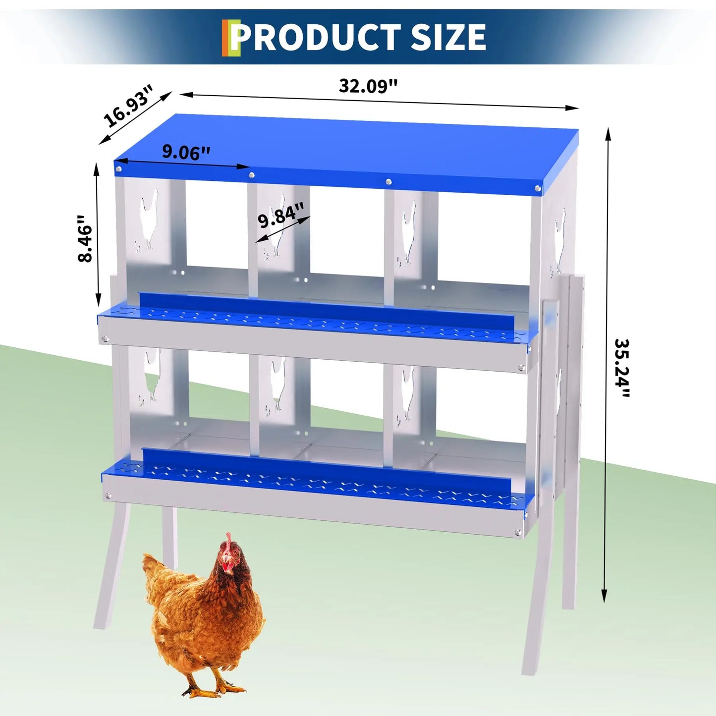 Galvanized Chicken Nest Box For Laying Eggs With Vents