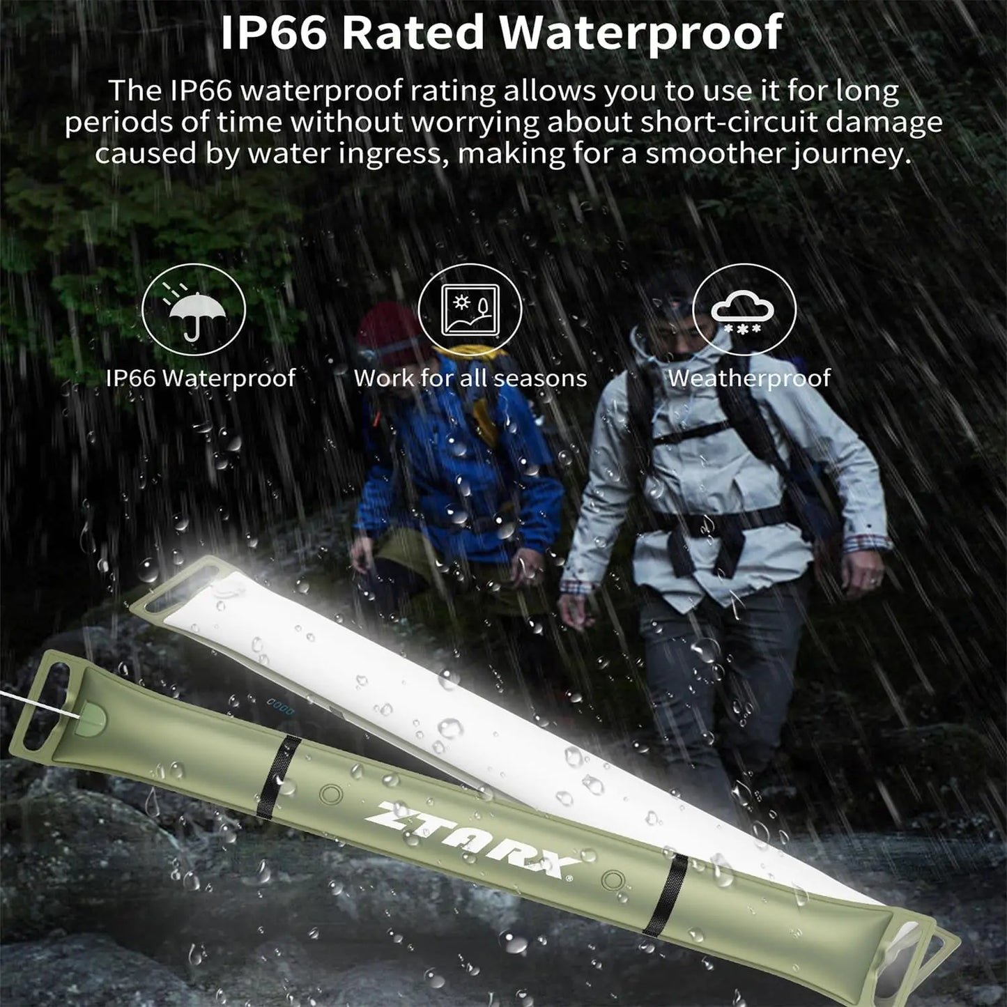 Corded Camping Tent Light Bar IP66 Waterproof Inflatable LED