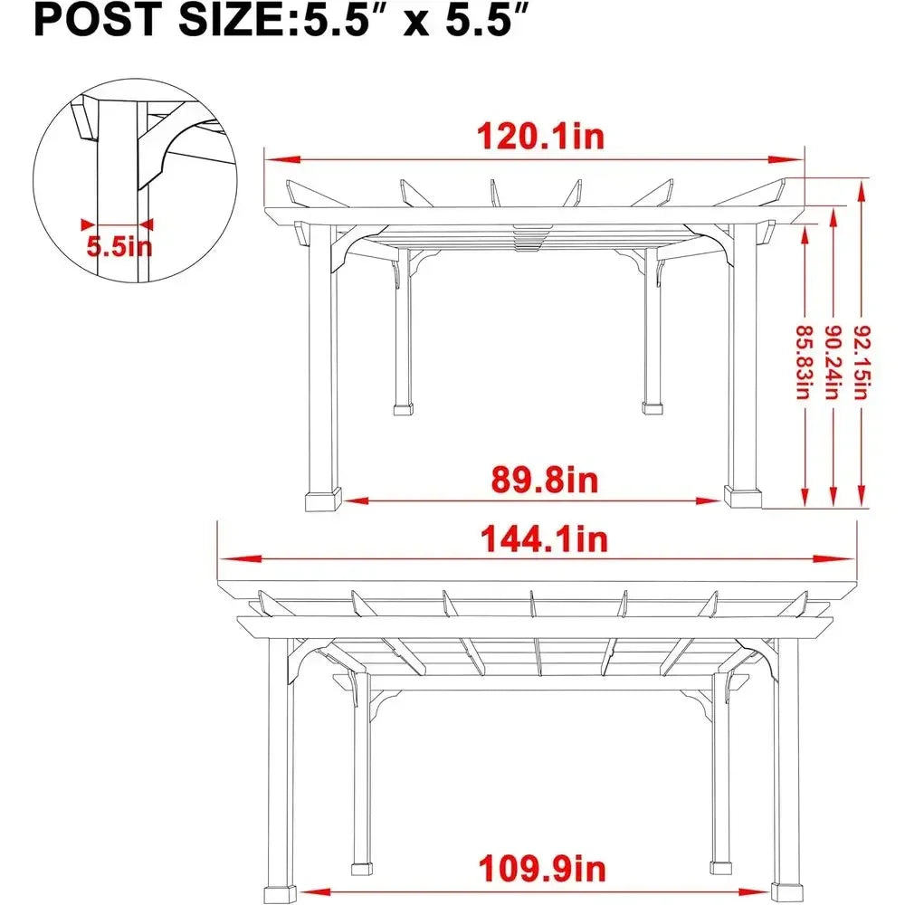 Wooden Pergola With Attached Roof For Outdoor Garden Shelter