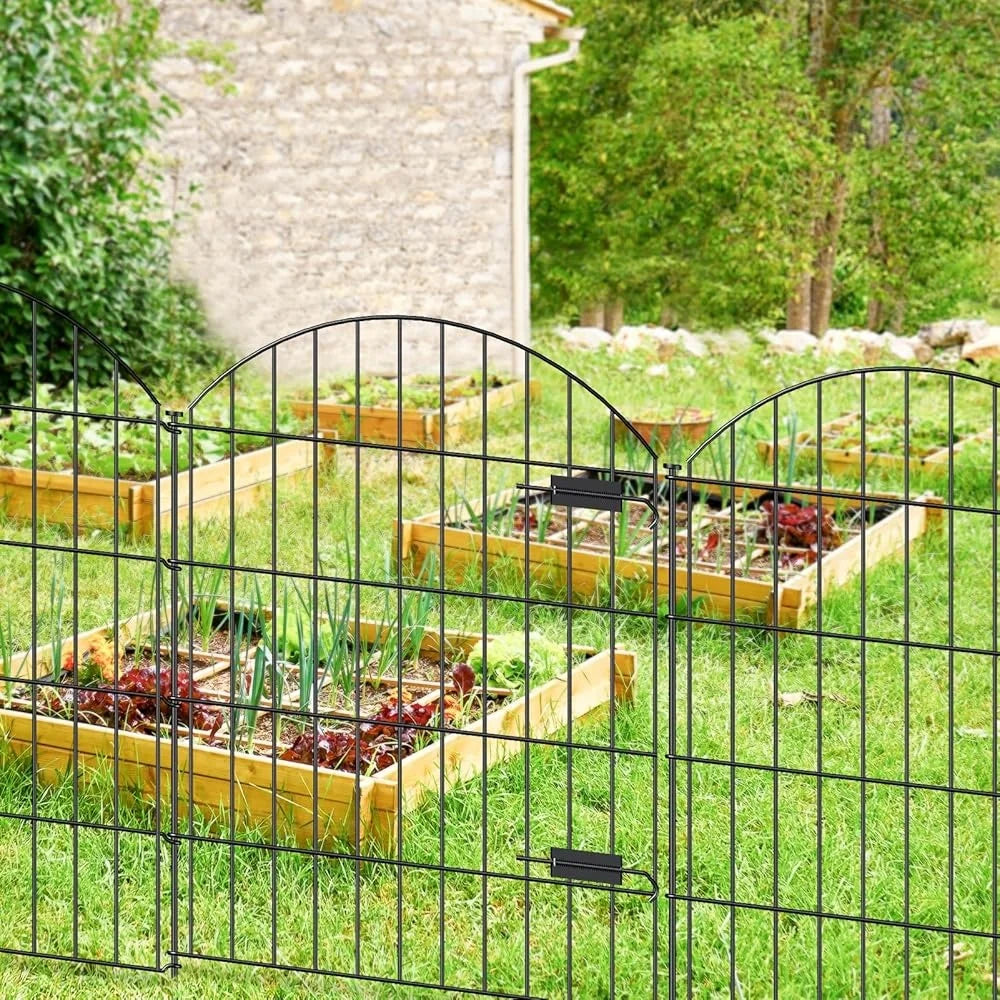 Metal Dog Fence Gate 36In High 9 Panels 11 Stakes Garden