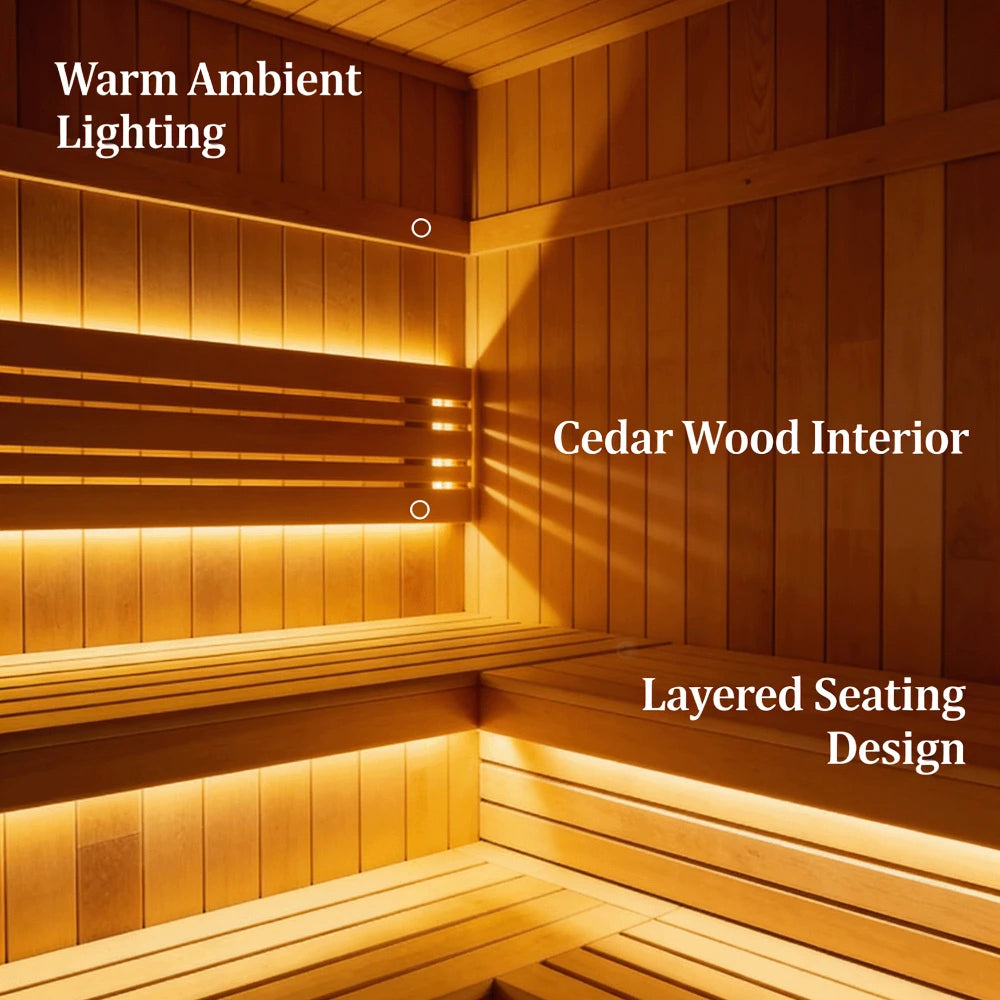 OLOMM Outdoor Panoramic Round Sauna Room Anti Corrosion Durable Heating