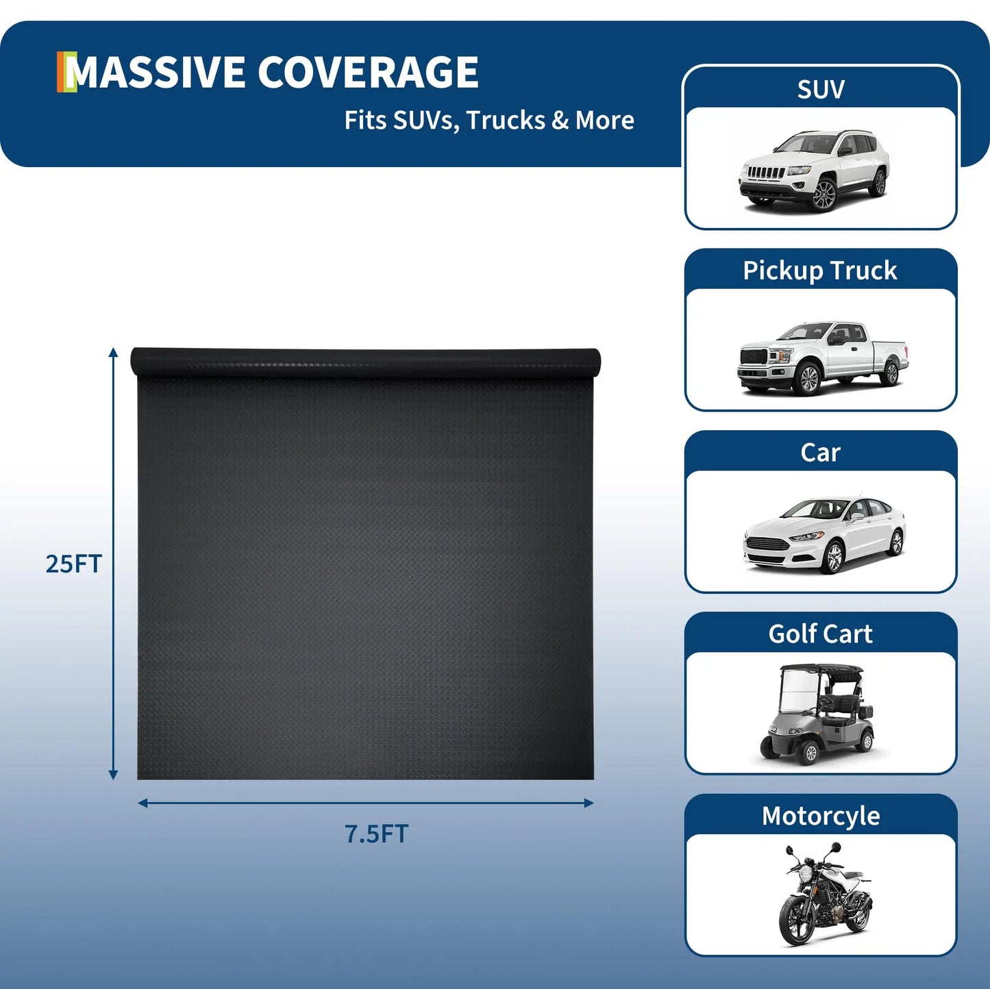 Garage Floor Mat, 2.8Mm Thickened Non-Slip PVC Garage Mat Roll, Diamond Plate Floor Protector Mat with 33FT Tapes for Garage, Un