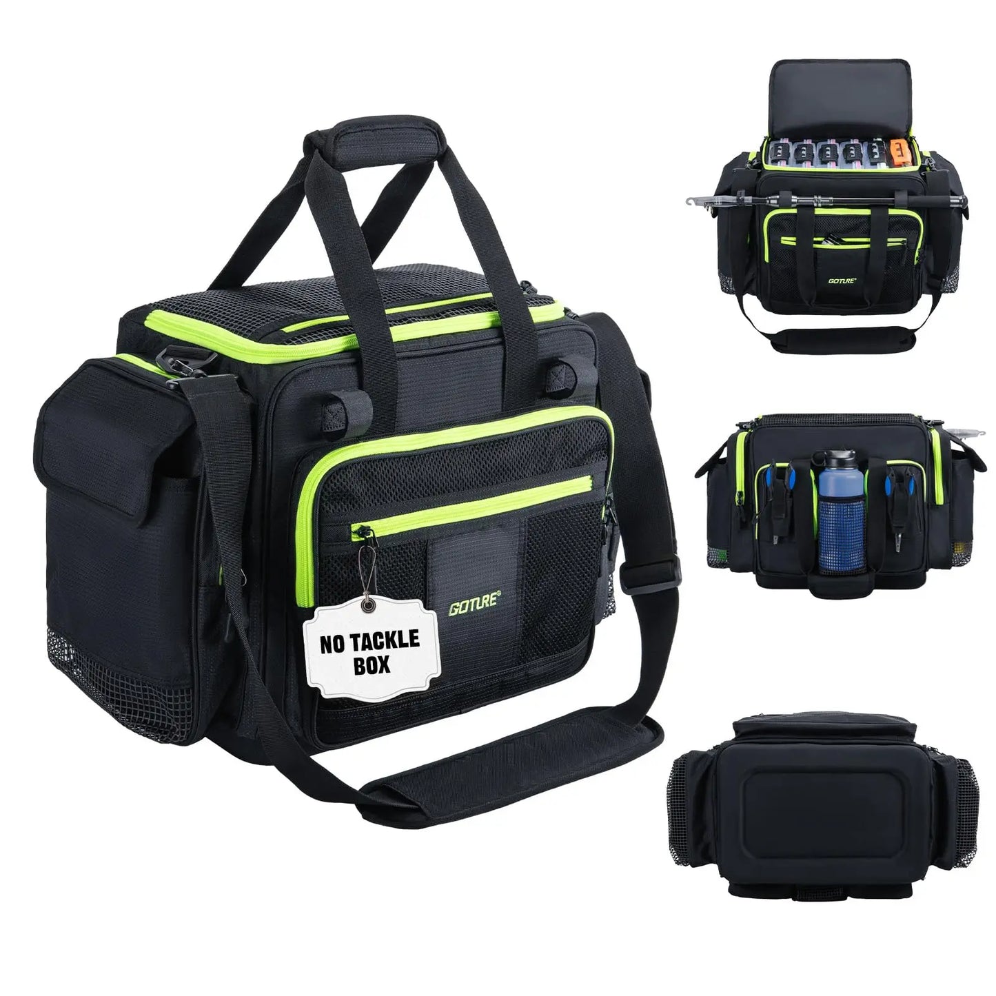 Goture Large Capacity Fishing Tackle Bag Waterproof EVA Hard Bottom