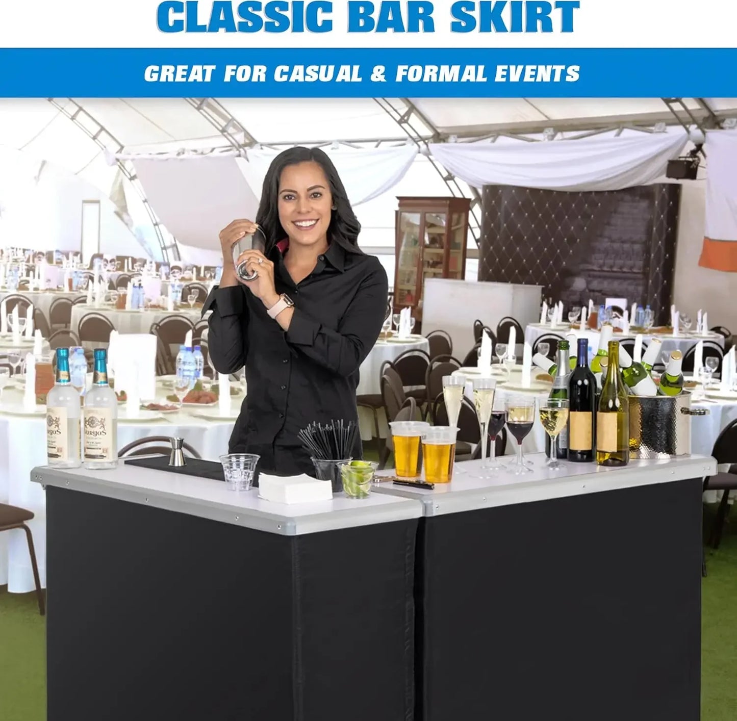 Portable Double Bar Table Set With Carrying Case And LED