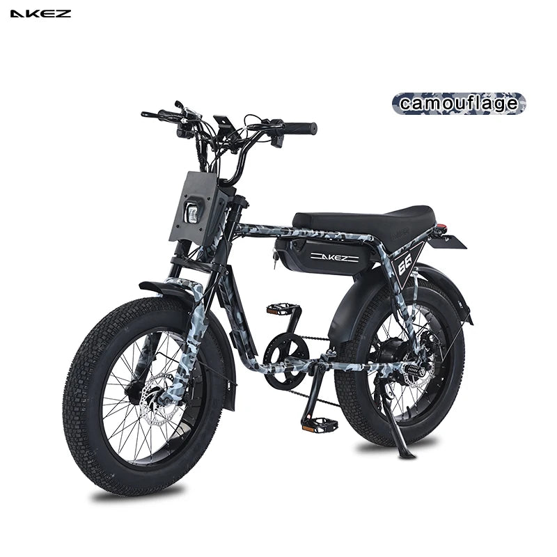 AKEZ 750W Retro Electric Bike With 48V 13Ah Battery Fat Tire For Adults Vintage Style