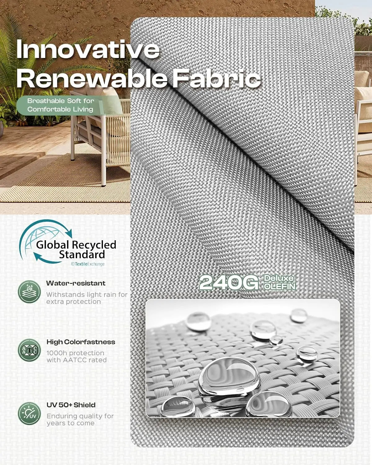 Aluminum Outdoor Patio Furniture Set 4 Piece Sectional