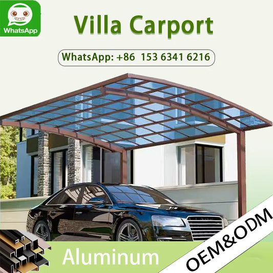 Modern Portable Metal Carport Outdoor Polycarbonate Roof Aluminum Frame PVC Material Pressure Treated Garage Parking