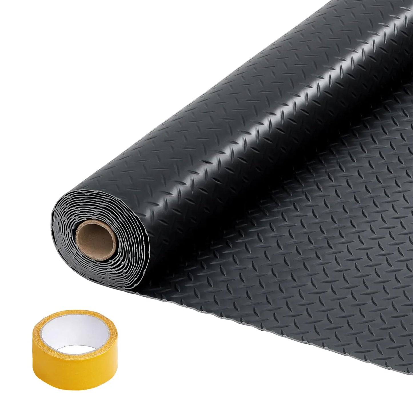 Garage Floor Mat, 2.8Mm Thickened Non-Slip PVC Garage Mat Roll, Diamond Plate Floor Protector Mat with 33FT Tapes for Garage, Un