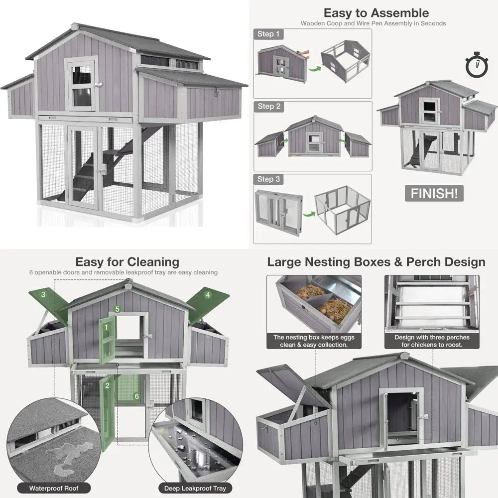 Compact Foldable Chicken Coop With Two Nesting Boxes