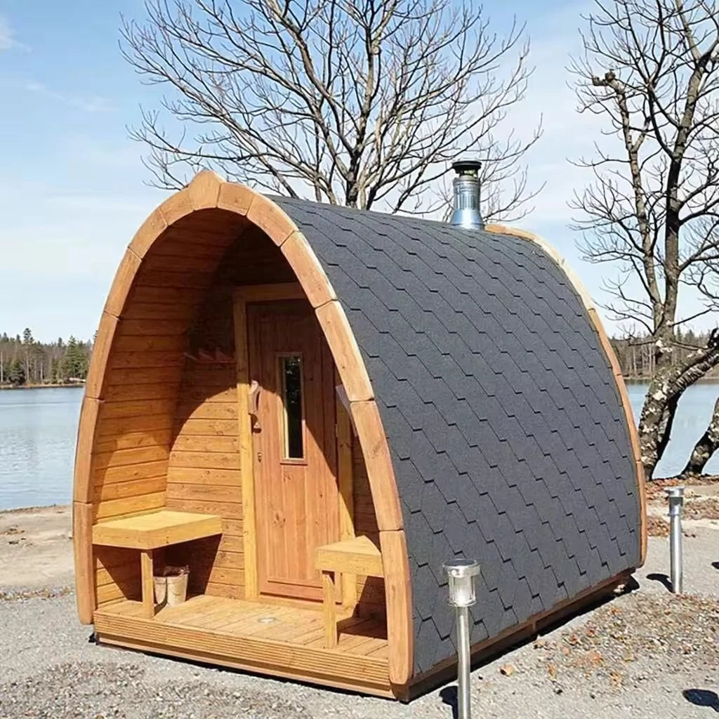 OLOMM Outdoor Panoramic Round Sauna Room Anti Corrosion Durable Heating