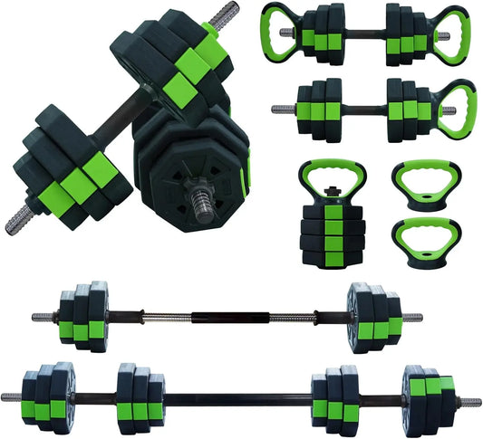 4 In 1 Adjustable Dumbbell Set 44lbs Weight Set With Iron Handle Kettlebell Barbell Push Up Stand For Home Gym Octagon