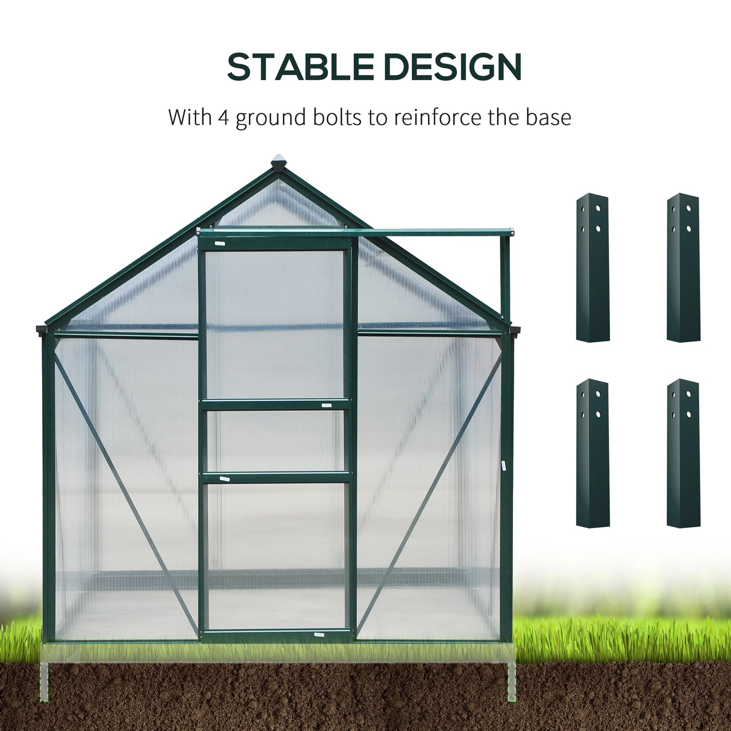 Outsunny Aluminum Frame Walk In Greenhouse With Polycarbonate Panels