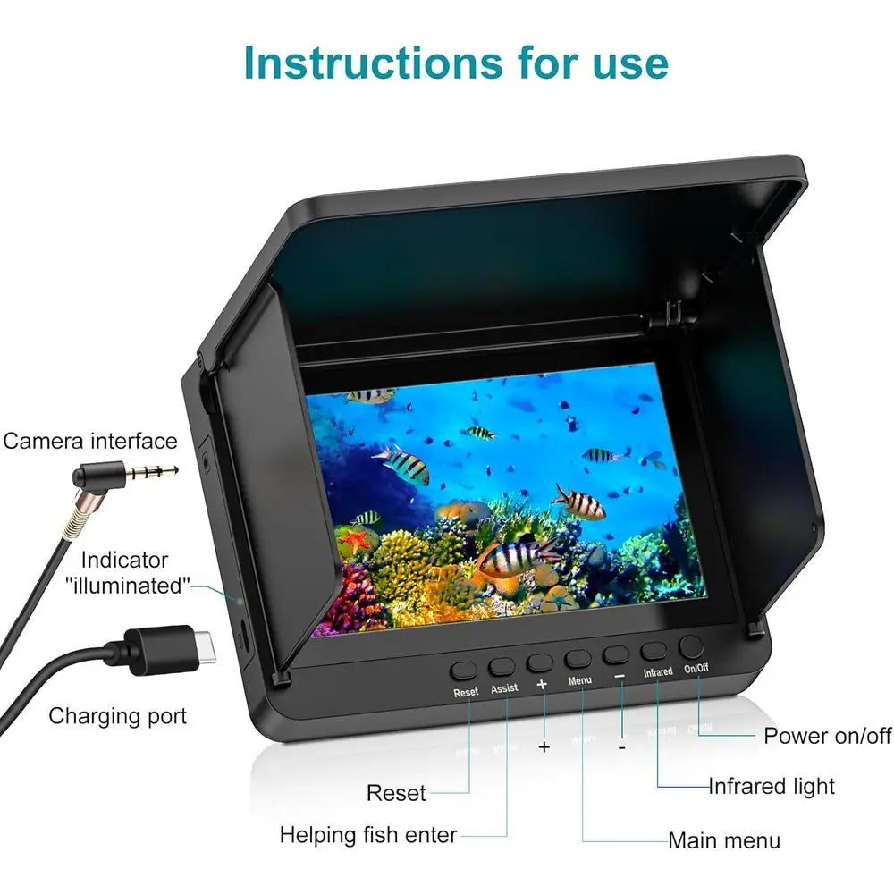 HD LCD Portable Fish Finder 100ft Cable Infrared Night Vision