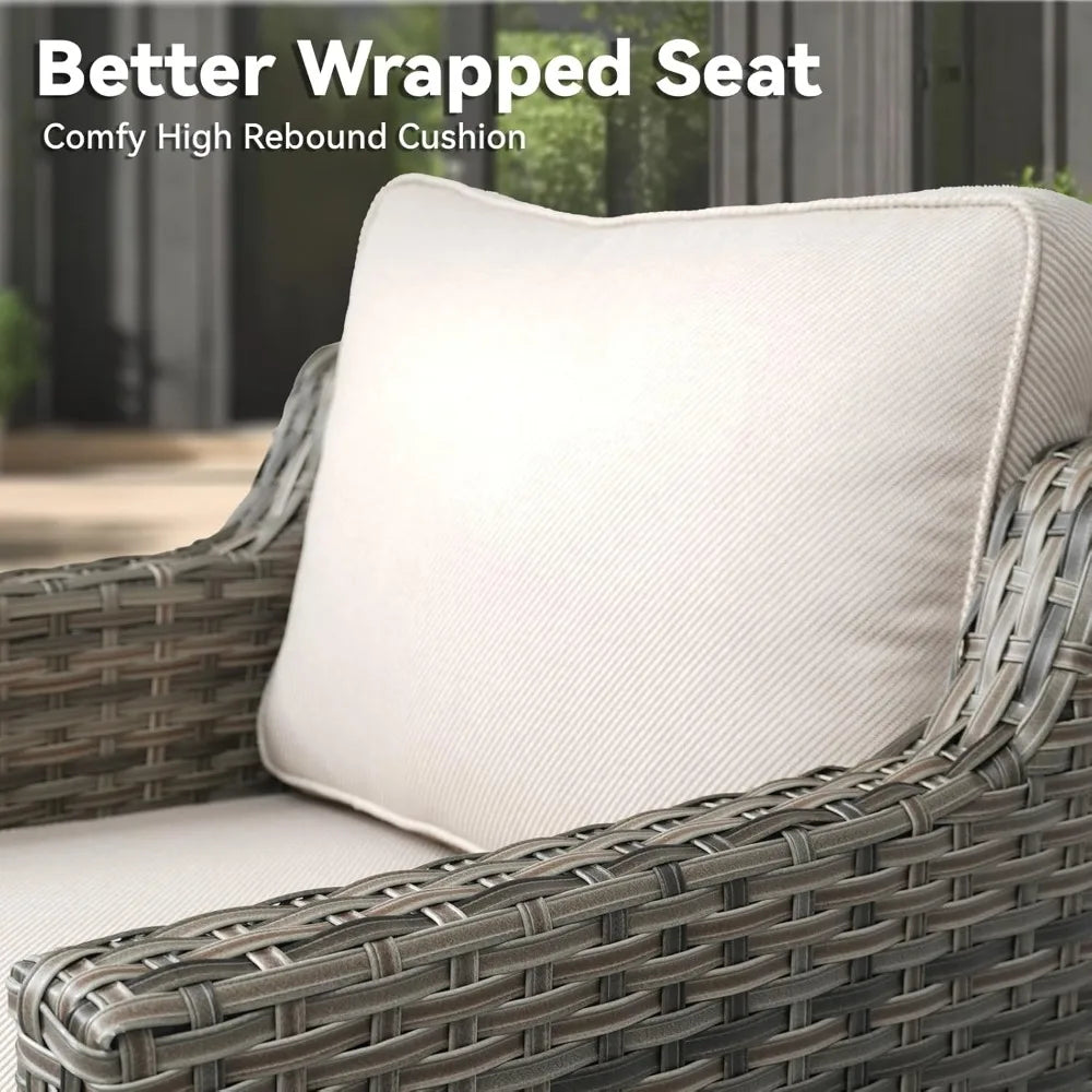 Outdoor Patio 5 Piece All Weather Wicker Swivel Chairs