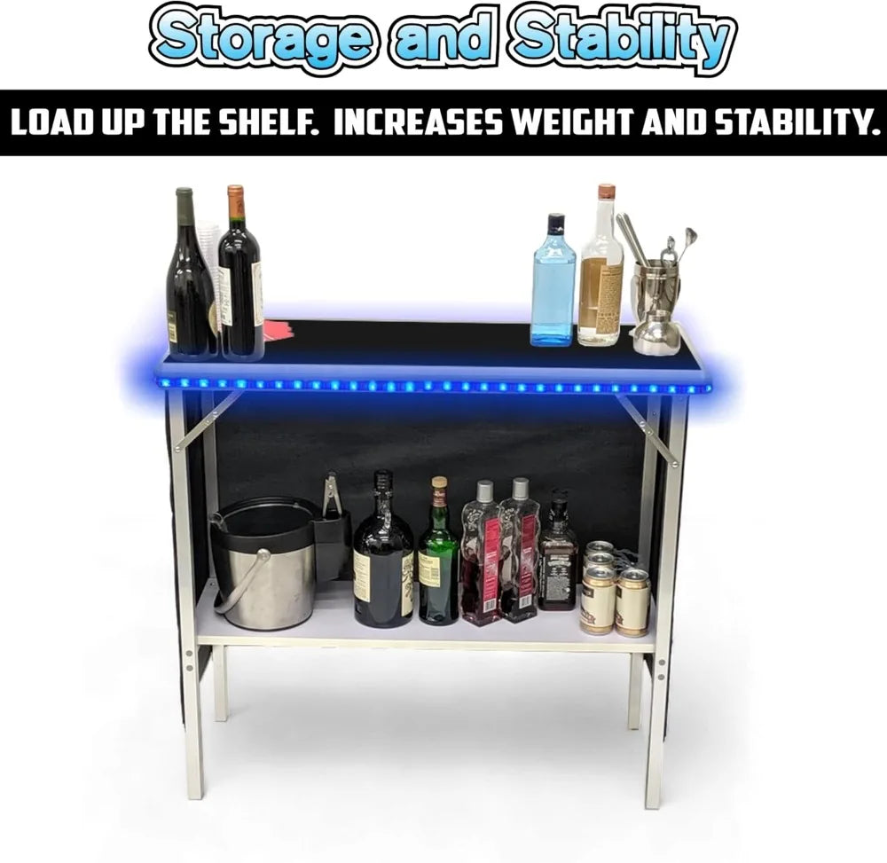 Folding Portable Double Bar With LED Lights And Wireless Remote