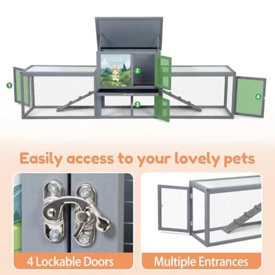 Guangdong Rabbit Hutch Outdoor 2 Tier Bunny Cage For Pets