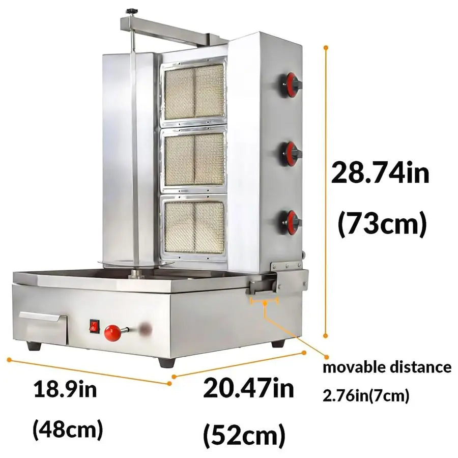 Propane gyro machines Gas Vertical Barbecue Grill Doner Kebab Gyro Grill Rotating Kebab Machine with 3 Burners