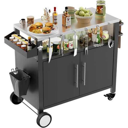 DAFIFY Outdoor Grill Cart With Storage And Hooks