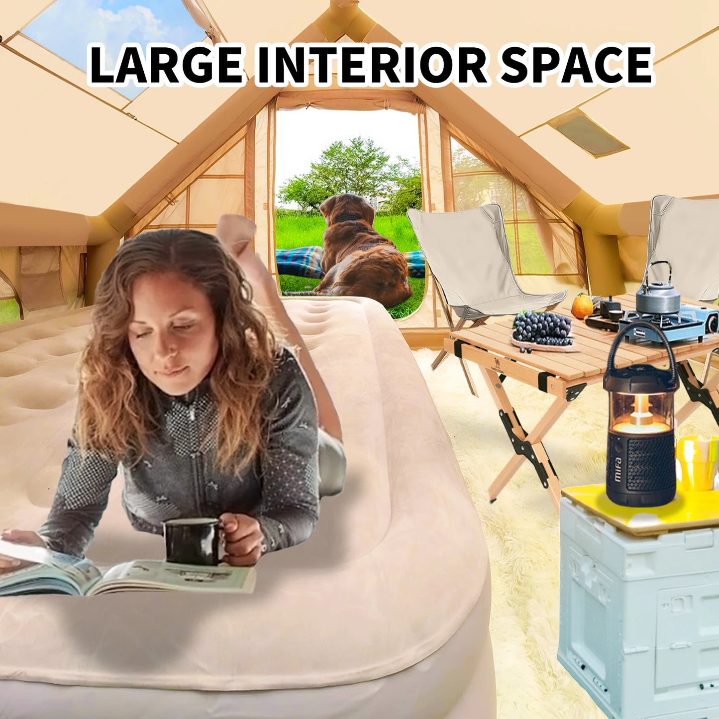 Inflatable Tents for Camping with Pump,Air Glamping Tents for Camping Family, Easy Setup Rainproof Windproof Outdoor Tents