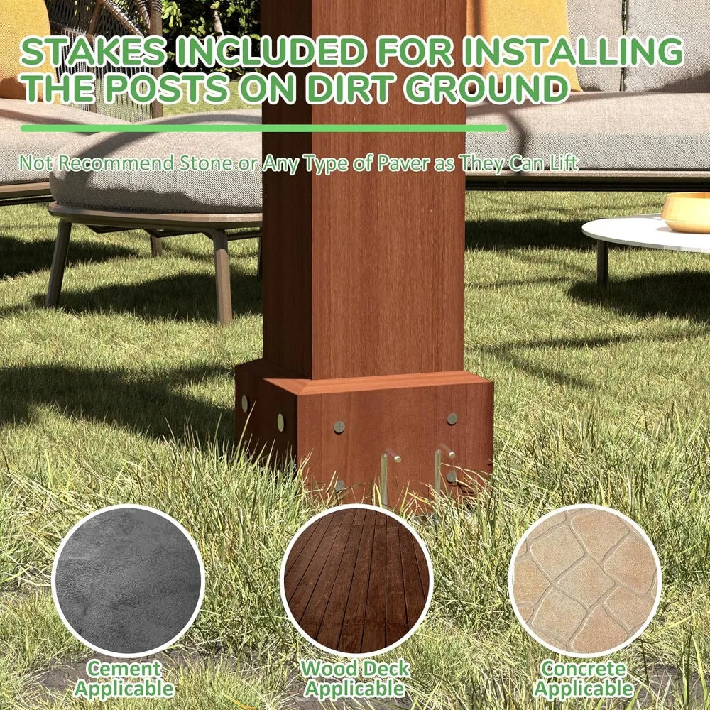 Wooden Pergola Kit With Stakes Weather Resistant Outdoor Structure