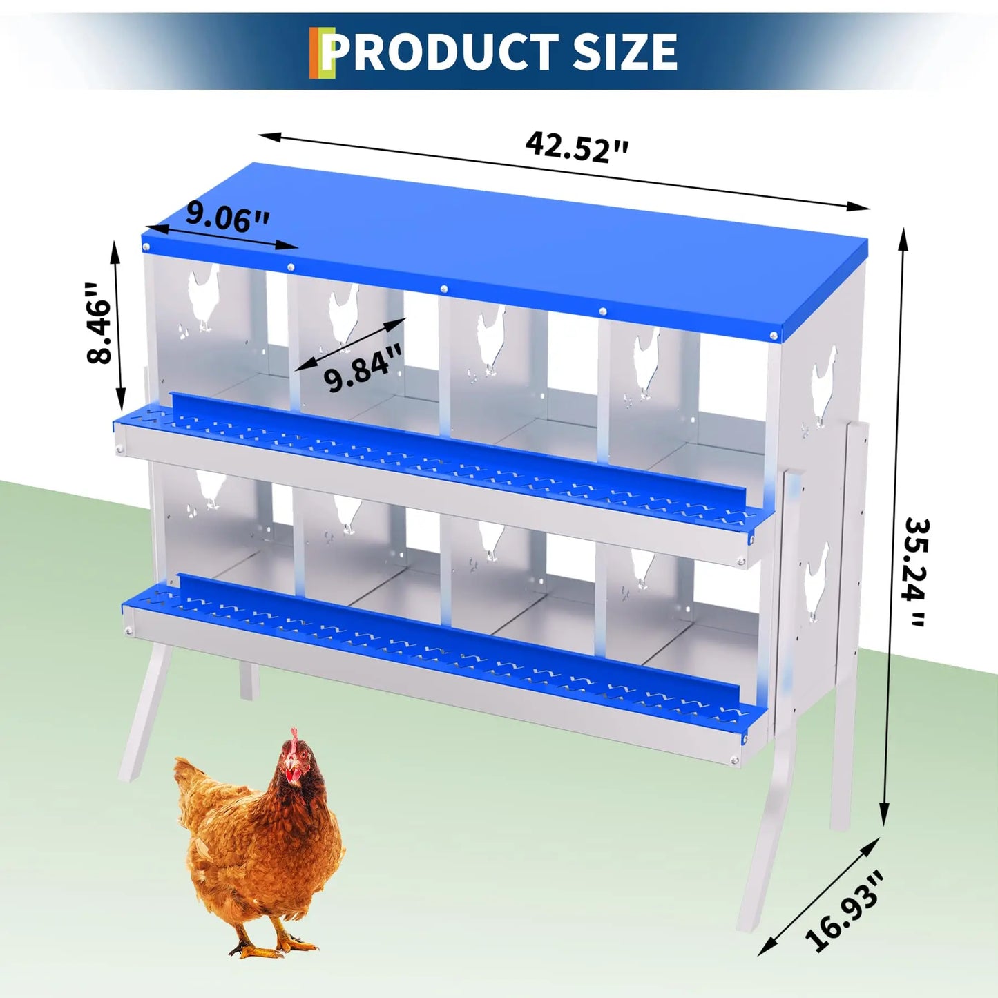 Galvanized Chicken Nest Box For Laying Eggs With Vents
