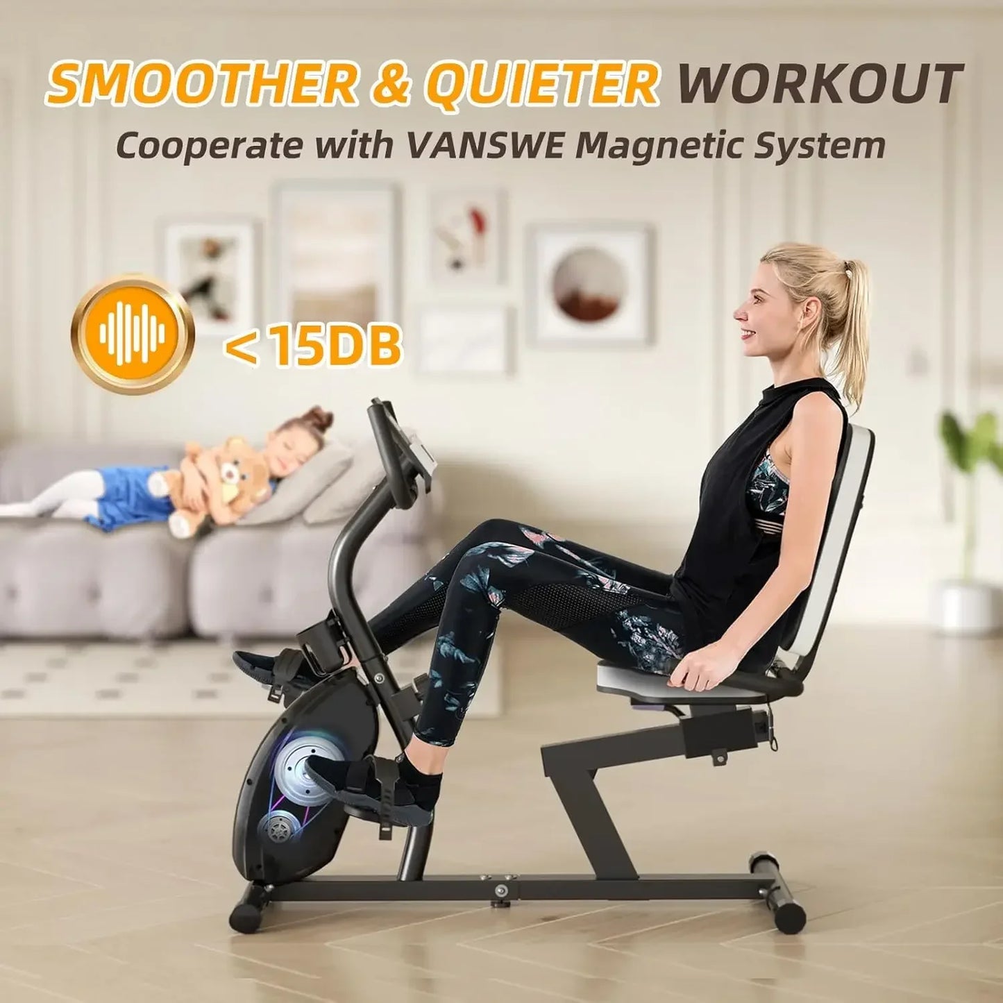 Recumbent Exercise Bike for Adults Seniors - Recumbent Bikes for Home with Magnetic Resistance Bluetooth and App Connectivity