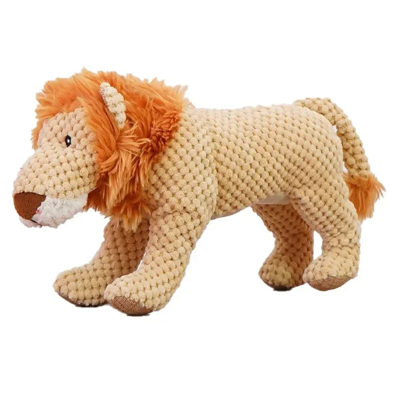 Squeaky Pet Toys for Medium Large Dogs Plush Puppy Chew Toys Animal Shape Accessories Lion Dinosaur