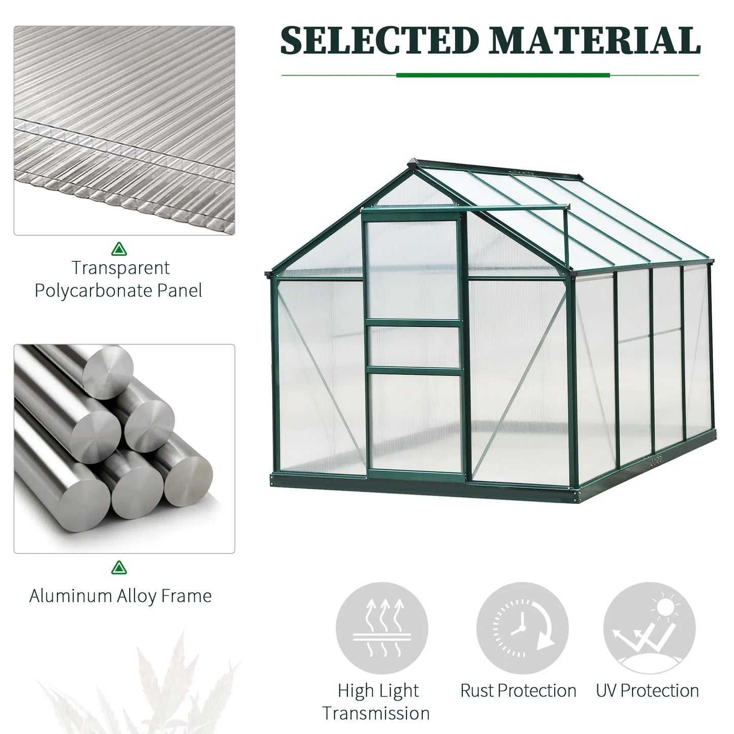 Outsunny Aluminum Frame Walk In Greenhouse With Polycarbonate Panels