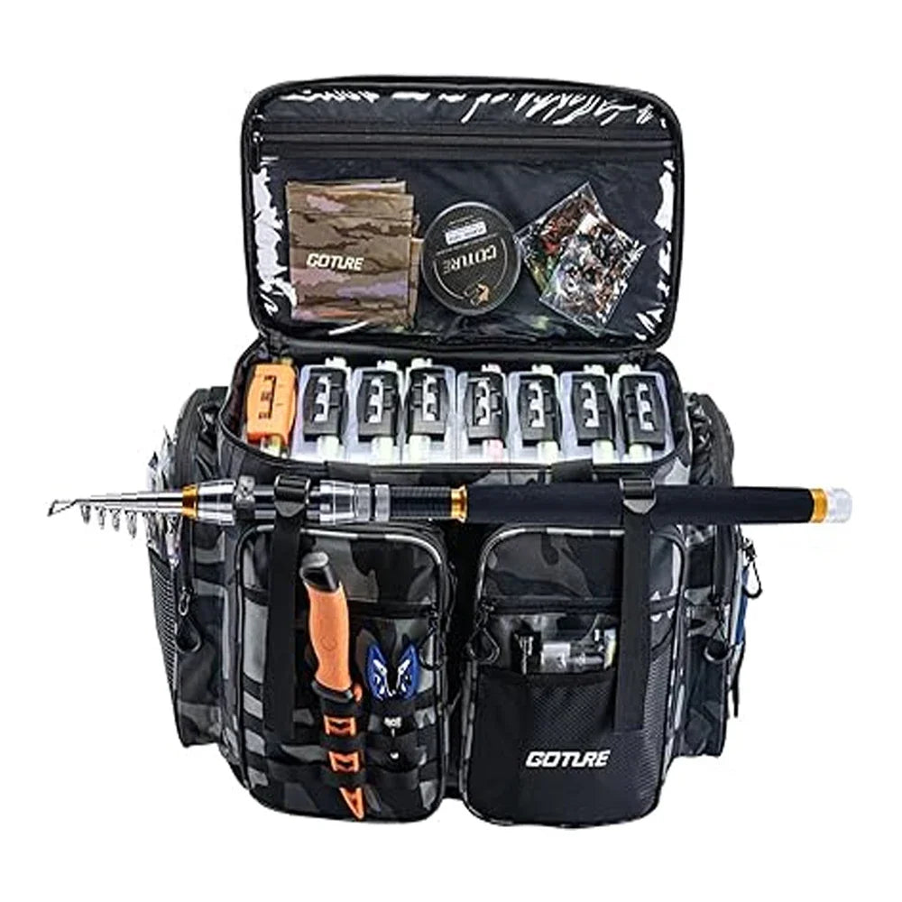 Goture Large Capacity Fishing Tackle Bag Waterproof EVA Hard Bottom