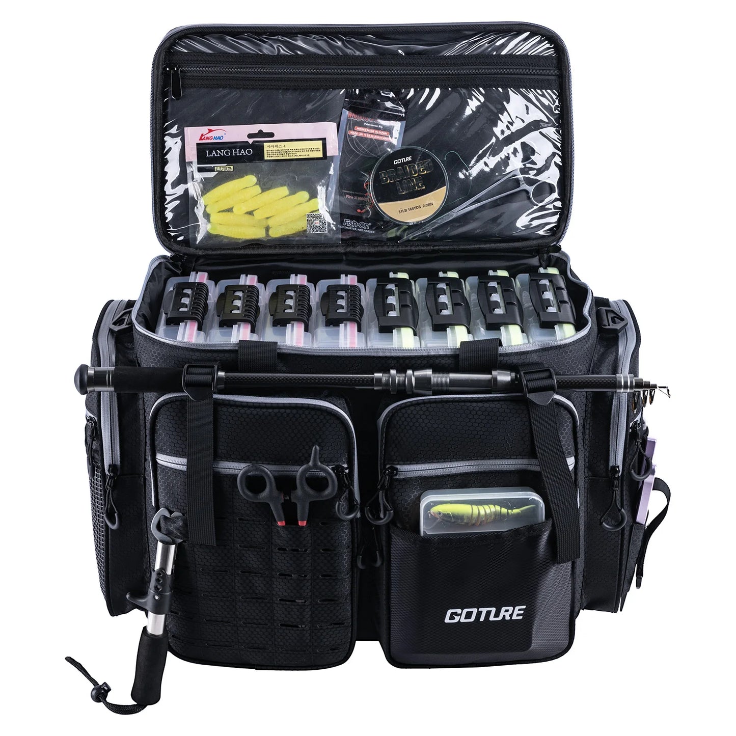 Goture Large Capacity Fishing Tackle Bag Waterproof EVA Hard Bottom
