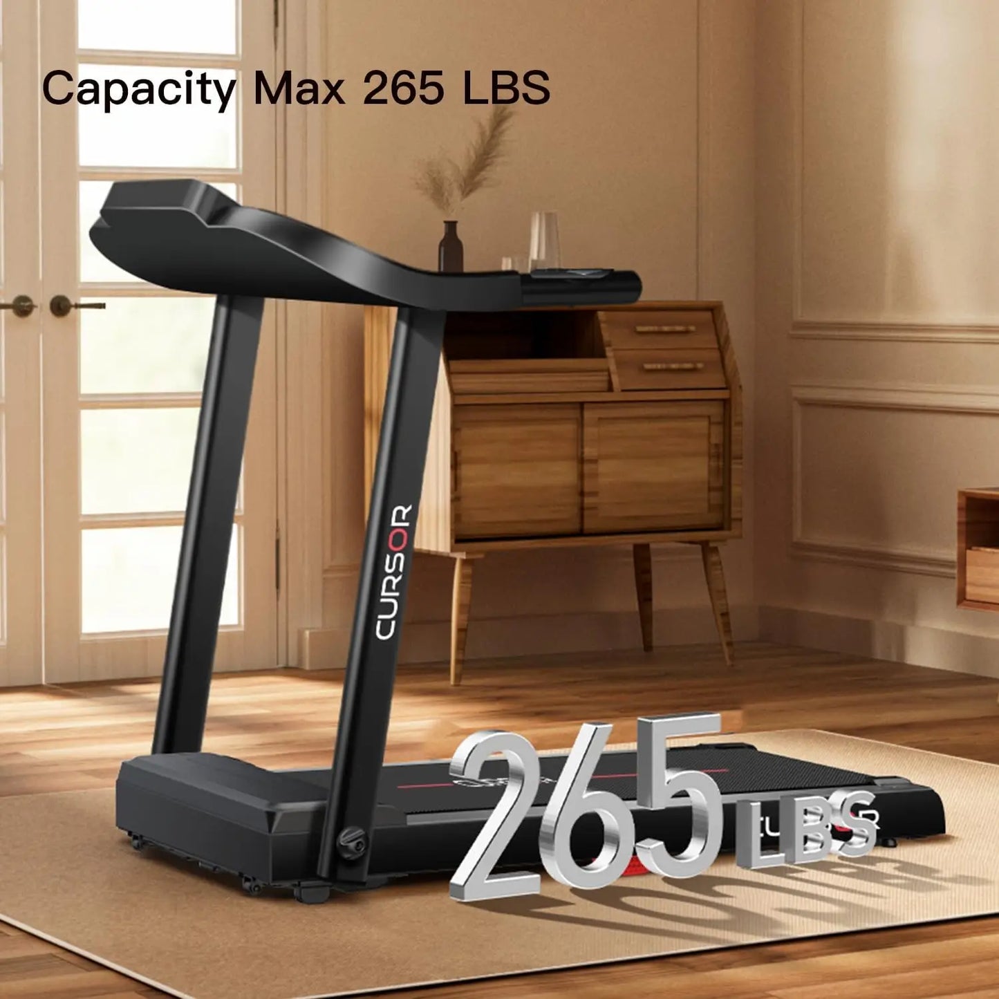 Home Folding Treadmill with Pulse Sensors 2.5 HP Quiet Brushless Motor 7.5 MPH Speed 265 Pounds Capacity