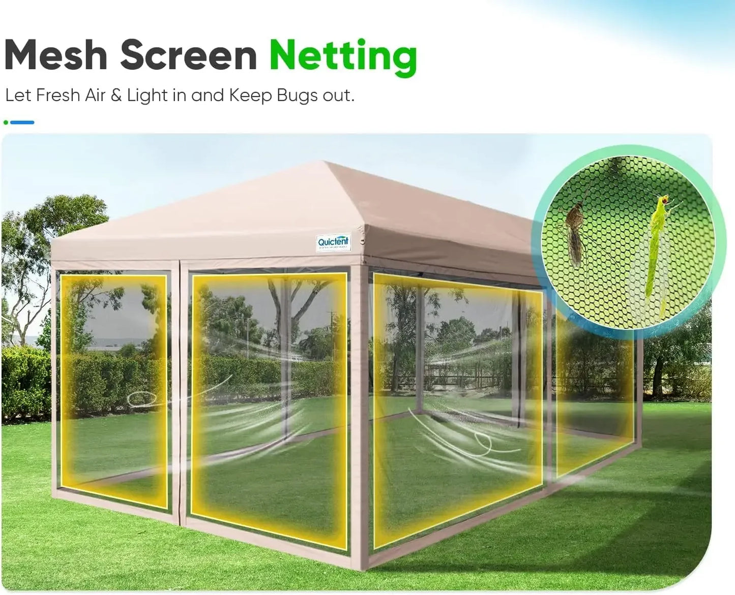 10'x20' Pop up Canopy Tent with Netting, Instant Screened House Tent Outdoor Party Event Gazebo Shelter- Waterproof