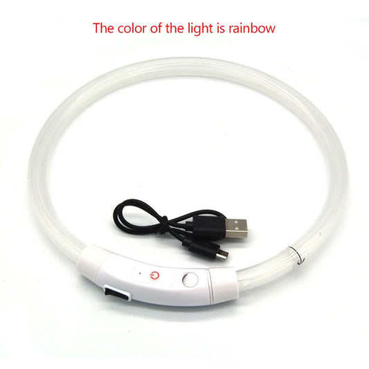 Led Dog Collar USB Rechargeable Luminous Pet Accessory with 3 Modes Glowing Light for Safety and Loss Prevention