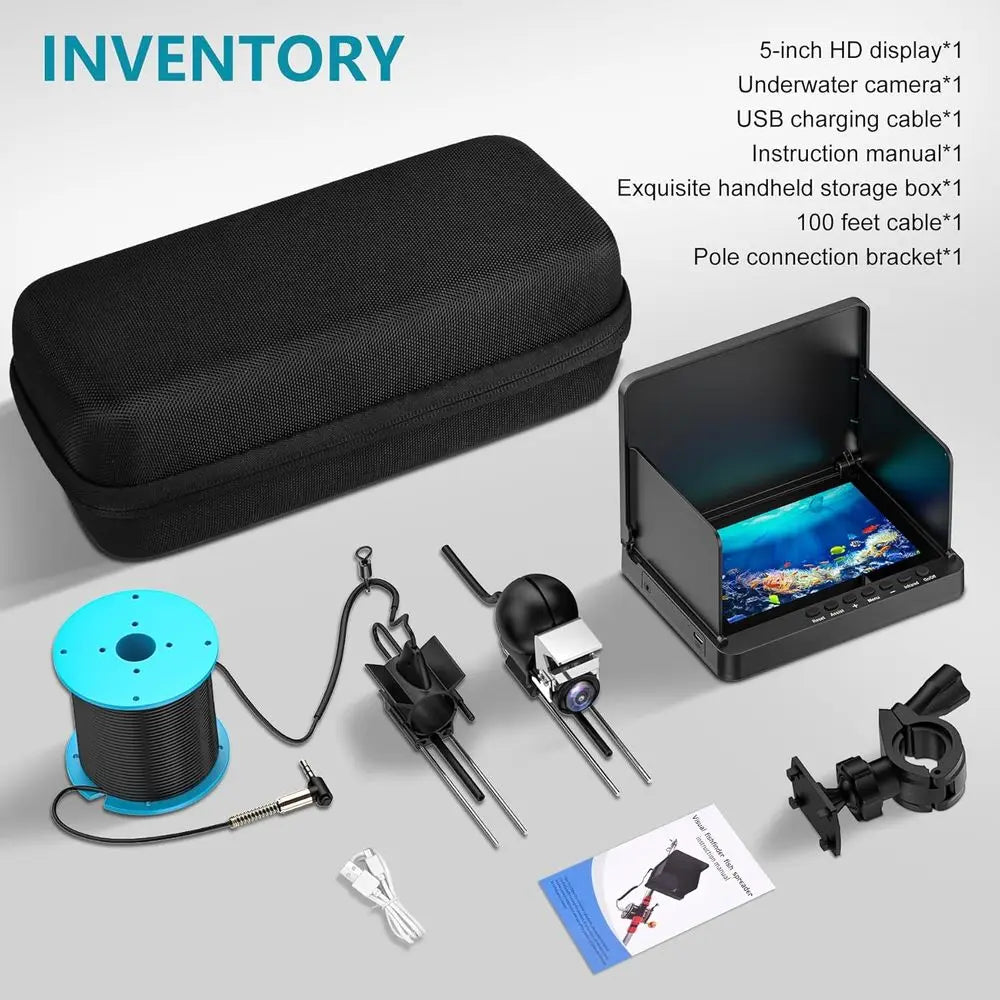 HD LCD Portable Fish Finder 100ft Cable Infrared Night Vision