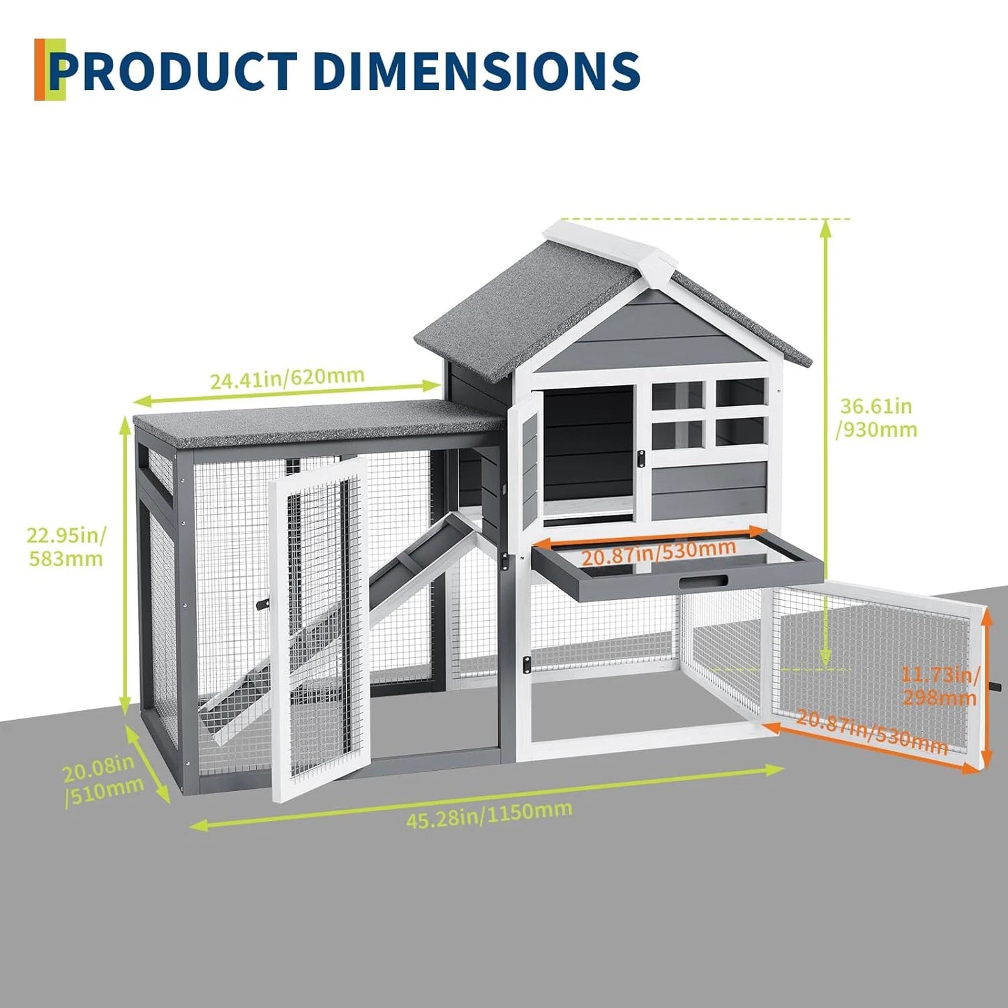 DishyKooker Rabbit Hutch Two Story Indoor Outdoor Cage With Ramp