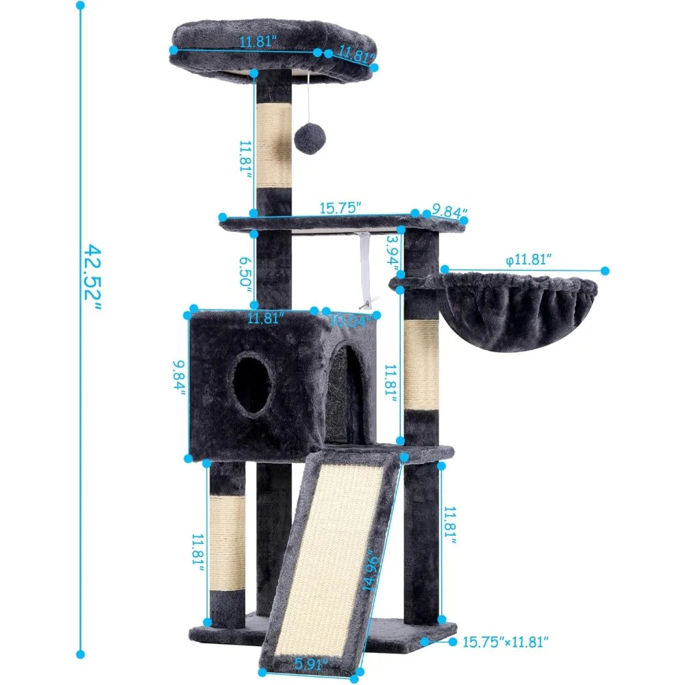 Hey Brother Cat Tree Multi Level 42 Inch Indoor Cat Tower