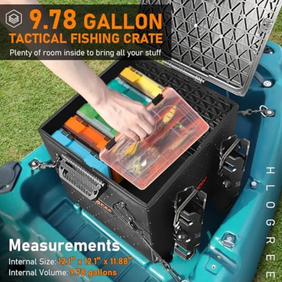 FlexCrate Kayak Tackle Storage Crate With Four Rod Holders