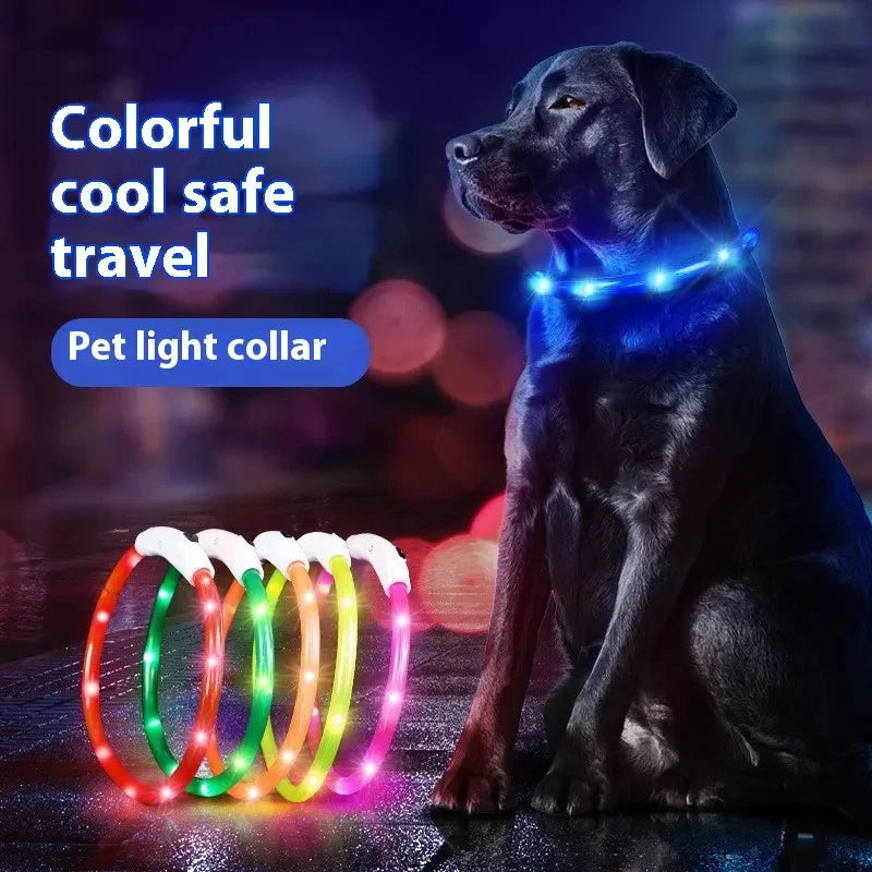 Led Dog Collar USB Rechargeable Luminous Pet Accessory with 3 Modes Glowing Light for Safety and Loss Prevention