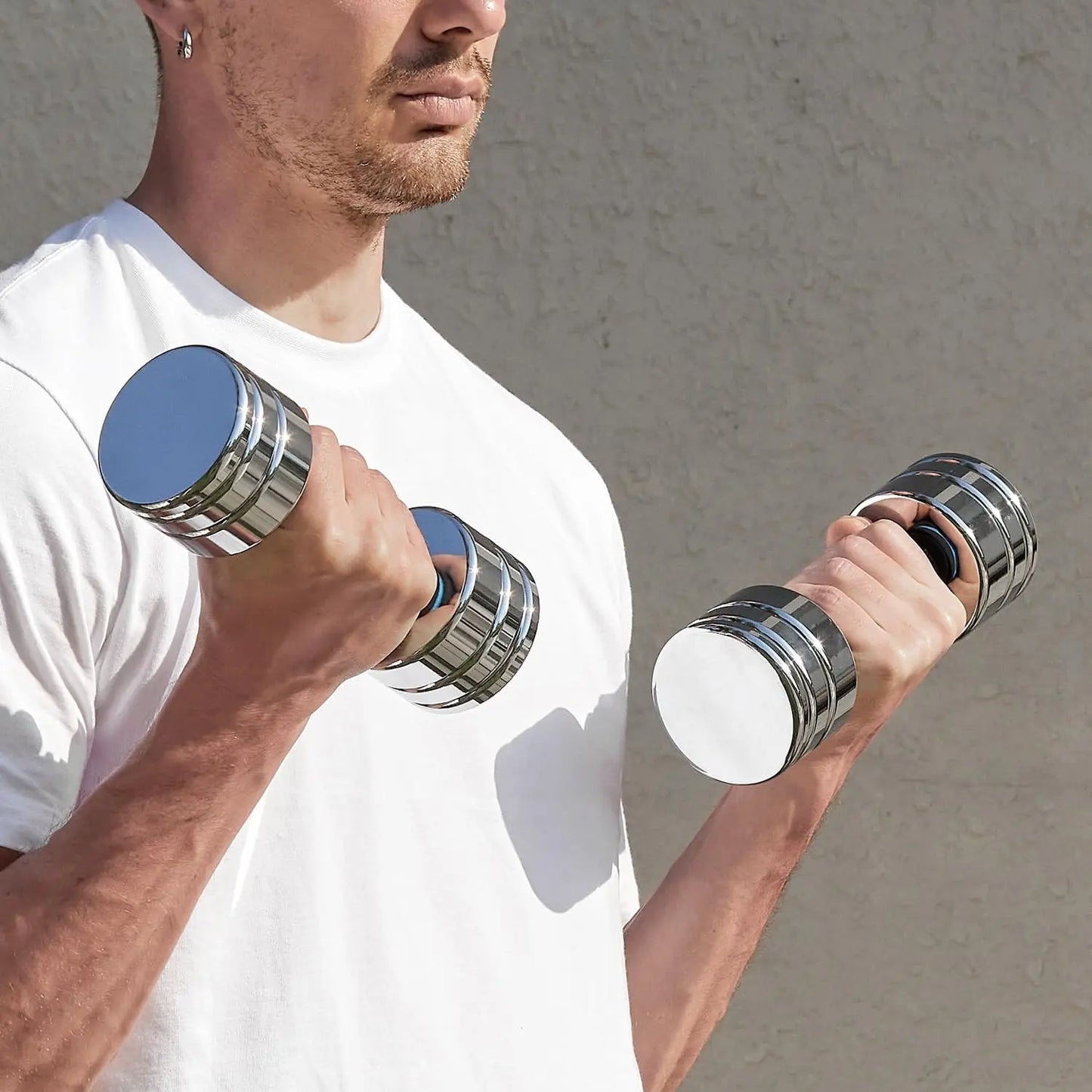 Steel Dumbbells Ultracompact Adjustable Chrome Dumbbell With Foam Handles 5lb 10lb 15lb 20lb 30lb 50lb Home Gym Workout